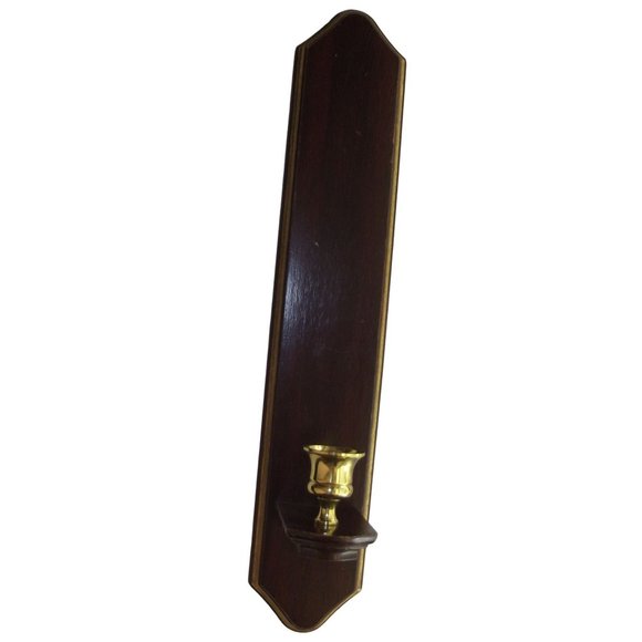 Home Interior 17" Sconce cherry gold wood candle holder wall votive Homco - Picture 1 of 10